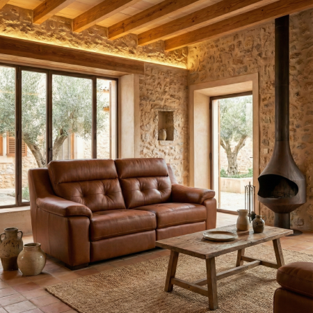 Celia Leather 3-seater Sofa (220 cm)