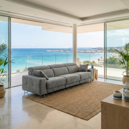 Sofa Lineal Piel de 280 Deslizante Mod. Best