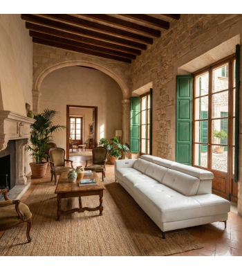 285 cm Ledersofa mit Ausziehfunktion, Modell Sauri