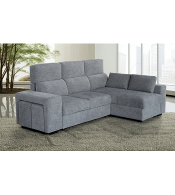 Sofá Tamara: Confort y Versatilidad. 232 cm, arcón y 2 puffs. Solo 699€.