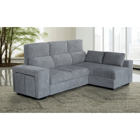 Sofá Tamara: Confort y Versatilidad. 232 cm, arcón y 2 puffs. Solo 699€.